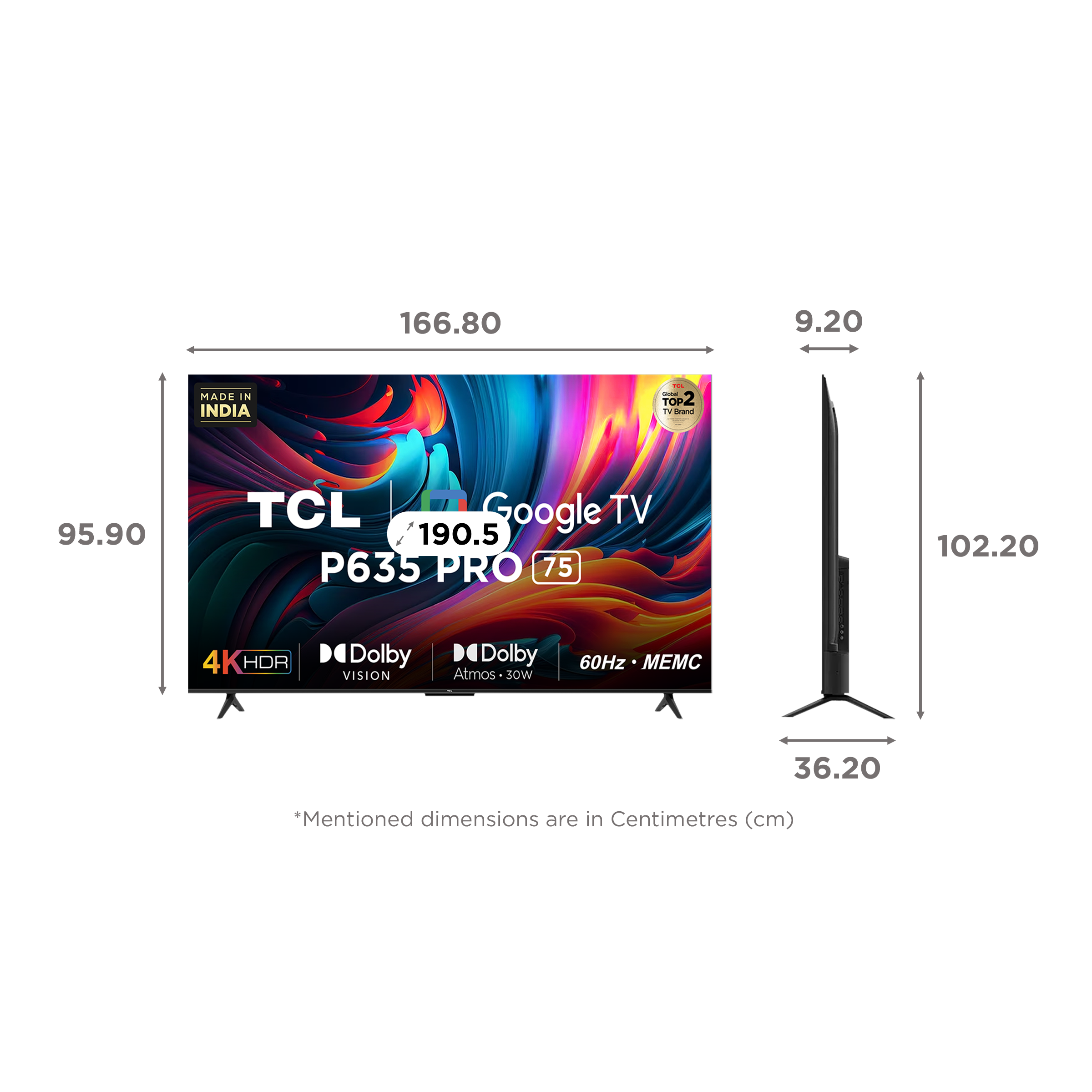 Buy Tcl P Pro Cm Inch K Ultra Hd Led Google Tv With Bezel Less Display